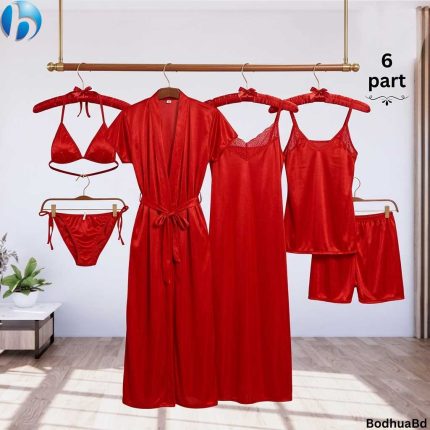 Premium 6-Part Night Dress Set – Free Size Comfort