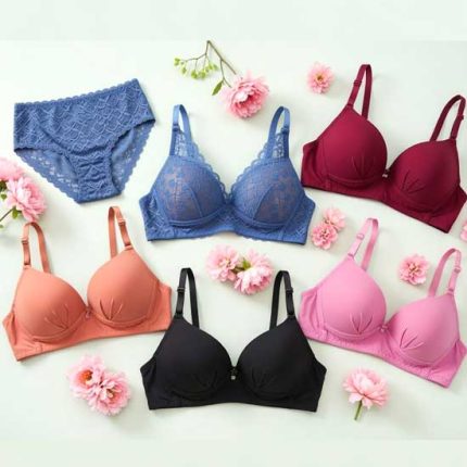 5 Pcs Bra + 1 Pc Panty — Total 6 Pcs Combo Set