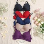 5 Pcs Single Padded Push-Up Bra Combo – Solid Color Collection (Size 32–38)