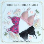 3 Pcs Single Padded Push-Up Bra Combo – Solid Color Collection (Size 32–38)