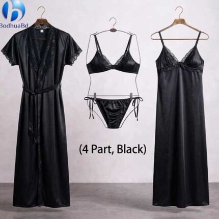 Stylish 4-Piece Sleepwear Set – Free Size Comfort